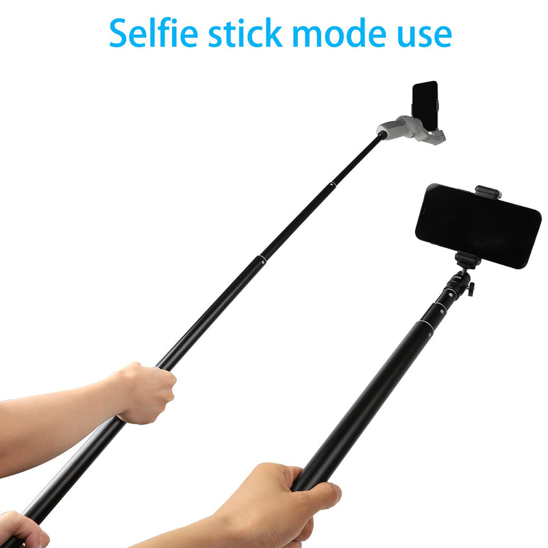 PellKing 2in1 Tripod Extension Rod 59in Adjustable Selfie Stick with Phone Clip for DJI OM4 5/Osmo Mobile 3 2/Feiyu Zhiyun and More Hand Held Gimbal Stabilizer Accessories