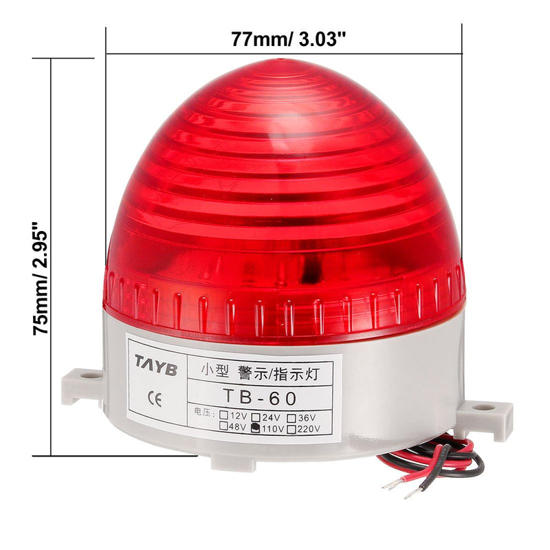 uxcell LED Warning Light Bulb Flashing Bright Industrial Signal Alarm Lamp AC110V Red TB-60