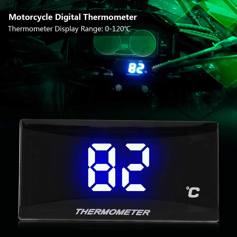 Acouto Motorcycle Digital Thermometer Instrument Water Temperature Meter Gauge Ultru Thin Universal LED Motorcycle Digital Coolant Temperature Gauge Kit DC 12V Blue Light