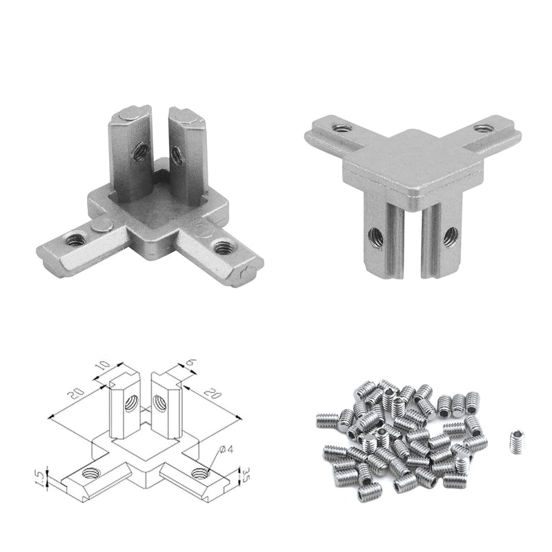 Antrader 12-Pack 3-Way End Corner Bracket Connector for T Slot Aluminum Extrusion Profile 2020 Series with Screws 12 Pack