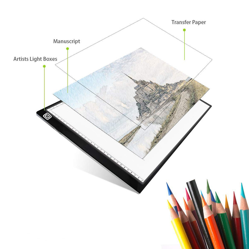 A4 Ultra-thin Tracing Light Board, IKYE Portable LED Light Box Tracer Dimmable Brightness LED Artcraft Tracing Light Box Light Pad for Artists Drawing Sketching Animation Stencilling X-ray Viewing