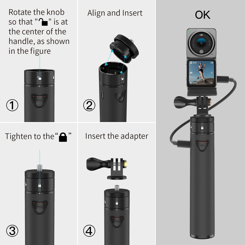 Smatree Charger Stick for DJI Osmo Action 2, 5000mah Portable Power Stick Compatible with DJI Action 2 Dual-Screen Combo, External Battery Charger with Dual Output Port for DJI Action 2