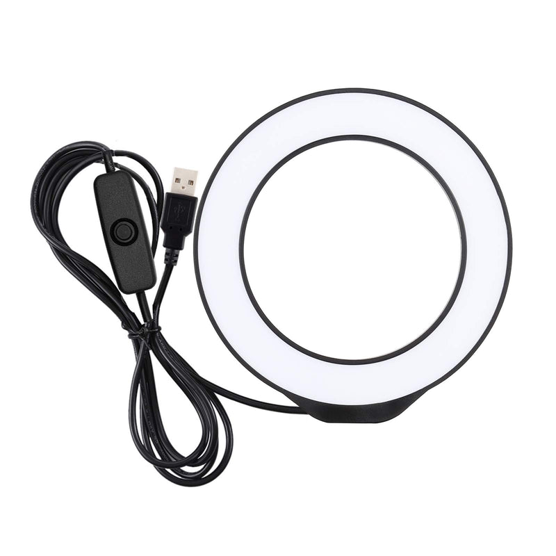 Mini Selfie LED Ring Light, PULUZ 4.7 inch 12cm USB White Light LED Ring Vlogging Photography Video Lights for Self Broadcasting/Remote Working/YouTube/TikTok Video/Live Streaming (Black) Black