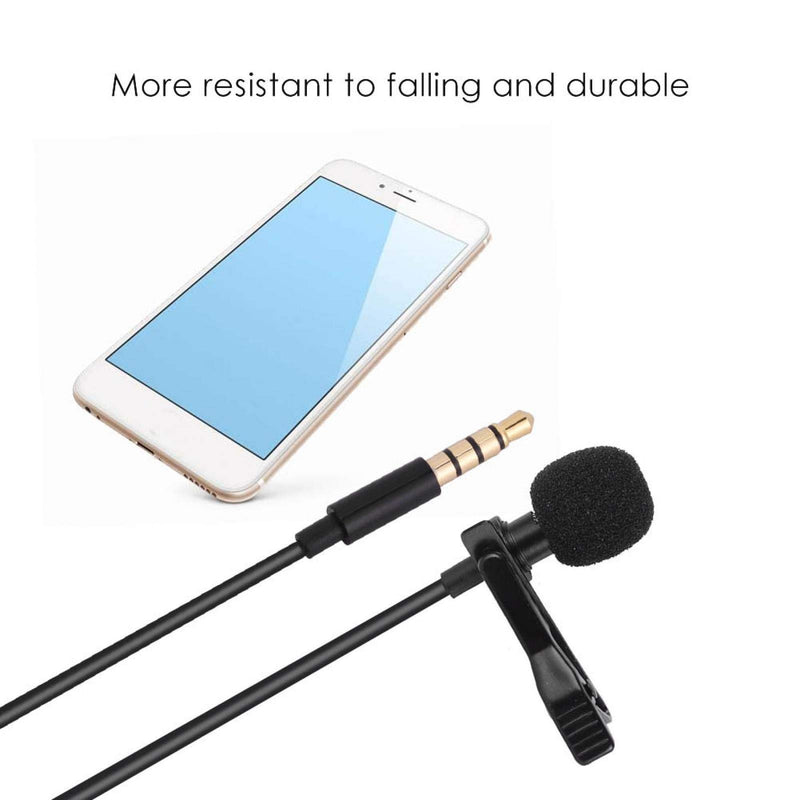 cigemay Lavalier Microphone for Phone, Lapel Microphone Omnidirectional Clip Condenser Mic, 360 ° Rotating Tie Clip Microphone, 3.5MM Jack for Smartphone Android, Windows