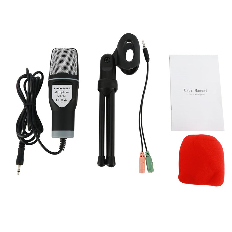 [AUSTRALIA] - Condenser Microphone,Computer Microphone,SOONHUA 3.5MM Plug and Play Omnidirectional Mic with Desktop Stand for Gaming,YouTube Video,Recording Podcast,Studio,for PC,Laptop,Tablet,Phone 