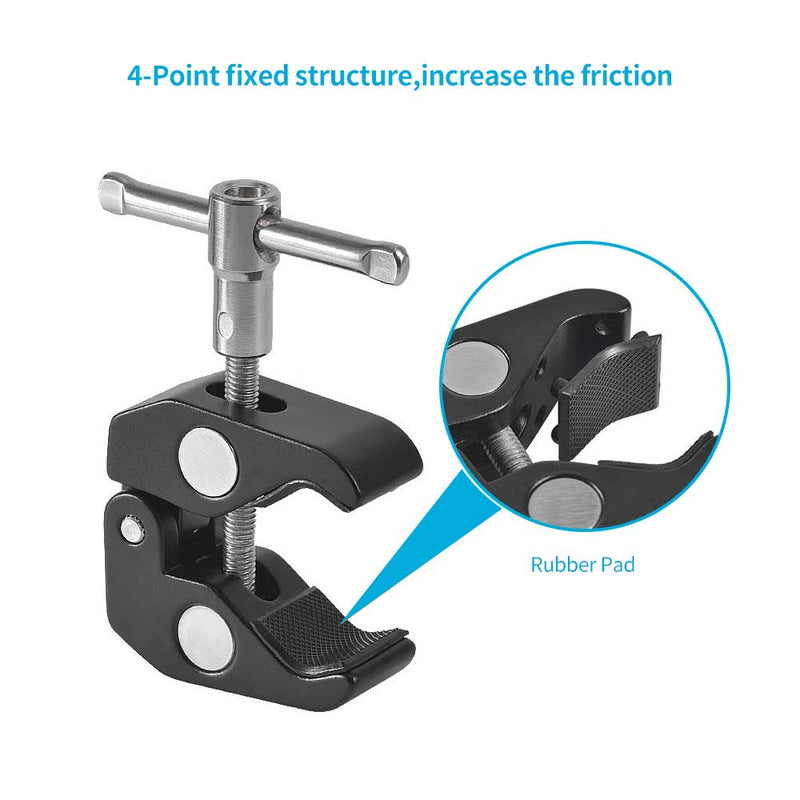 Hemmotop Magic Arm 11 Inch with Super Clamp Articulating Friction Arms for GoPro iPhone LCD Monitor Clamp Holder Mounts Kit Adjustable Black Red