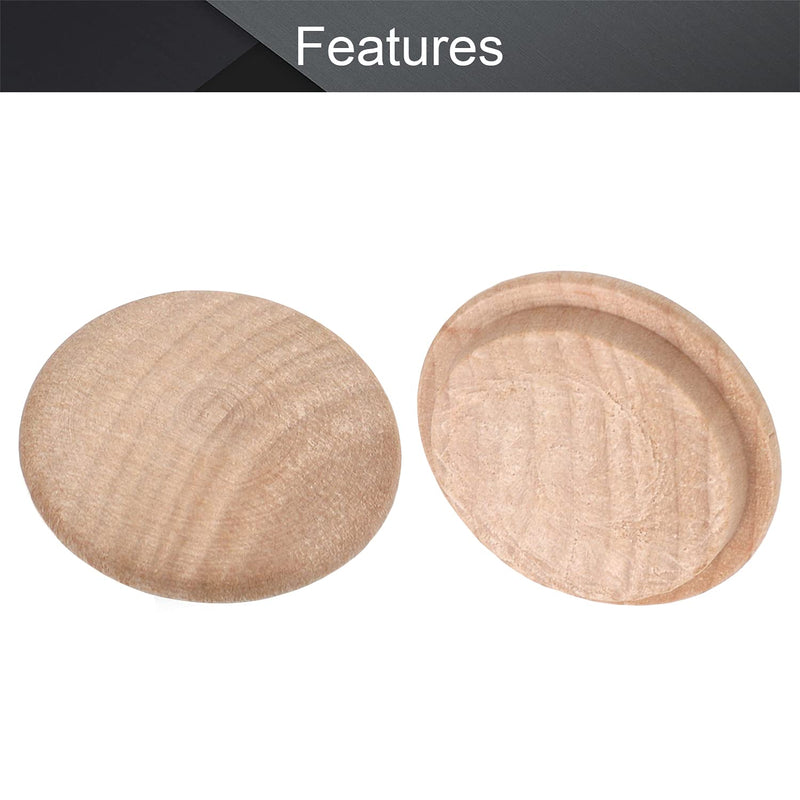 MroMax 50Pcs Round Wood Button Plugs 0.98" Dia Cherry Hardwood Furniture Buttons Caps 25mm Wooden Screw Covers for Screw Holes Craft Furniture Decoration Woodworking