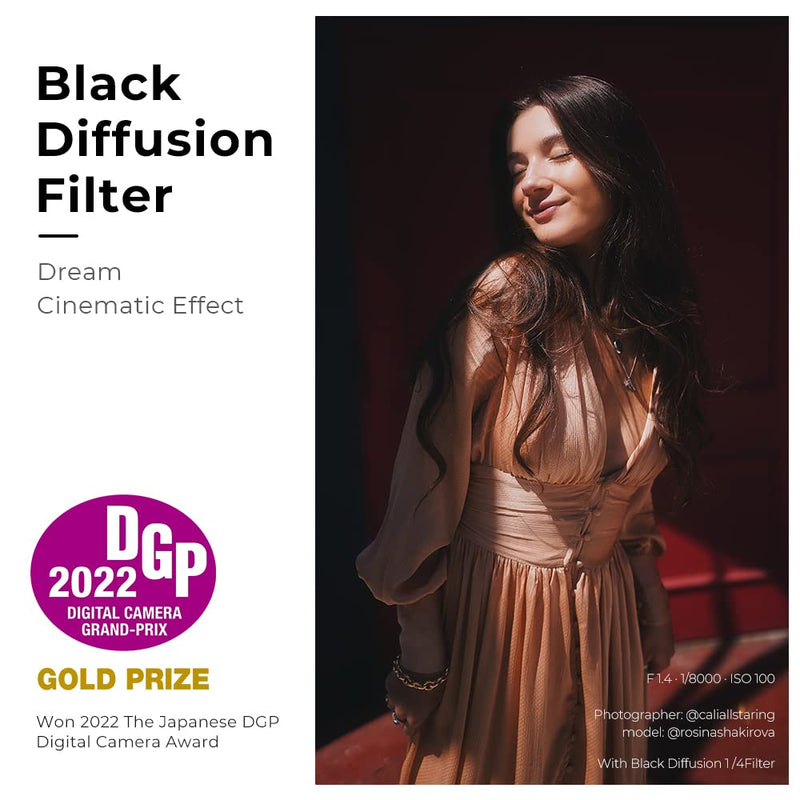 K&F Concept 72mm Black Diffusion 1/4 Filter Dream Cinematic Effect Filter with 28 Multi-Layer Coatings Hydrophobic/Scratch Resistant for Camera Lens
