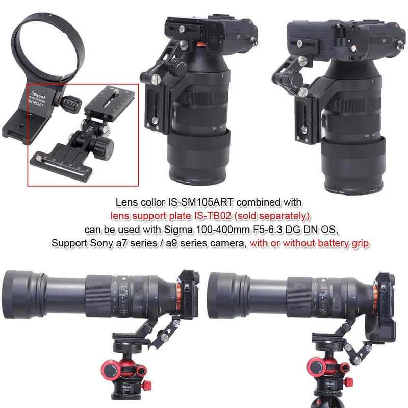 iShoot 82mm Metal Tripod Mount Ring Lens Collar Compatible with Sigma 105mm F1.4 DG HSM Art & Sigma 100-400mm F5-6.3 DG DN OS, Lens Support Holder Bracket Bottom is Arca-Swiss Fit Quick Release Plate
