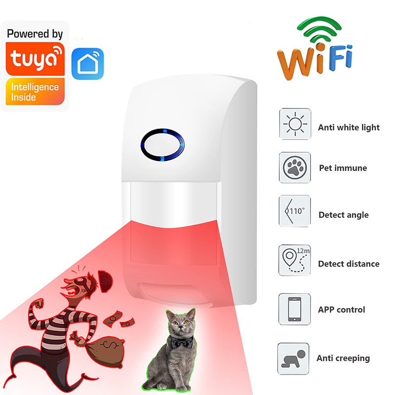 Wireless Smart Motion Sensor: PIR Motion Detector Alert, WiFi Infrared Home Security Alarm System, TUYA App Control, No Hub Required, Smart Home Sensor Motion for Home,Business