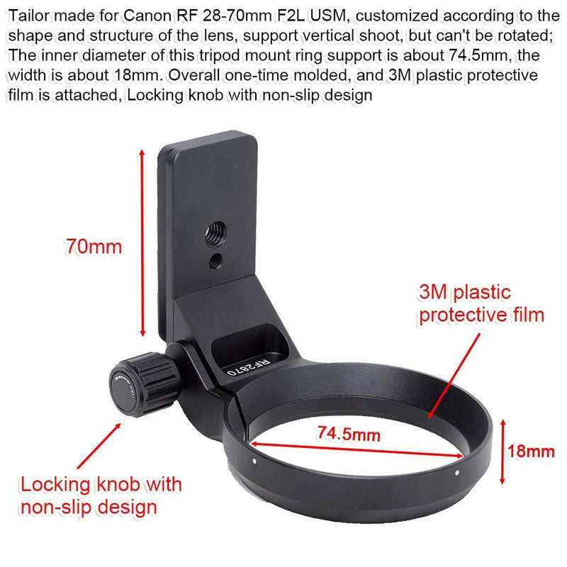 iShoot Metal Tripod Mount Ring Lens Collar Compatible with Canon RF 28-70mm f/2L USM, Lens Support Holder Bracket Bottom is Arca-Swiss Fit Quick Release Plate Suitable for ARCA Fit Tripod Head Clamp