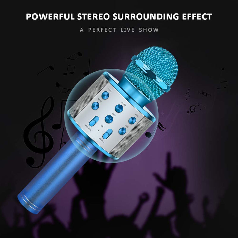 [AUSTRALIA] - Dreamingbox Bluetooth Wireless Karaoke Microphone - Festival Gifts for Kids Blue 