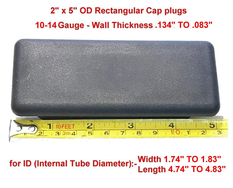 SB Distribution Ltd. SBDs (Pack of 2) 5 Inch x 2 OD Rectangular RER-2X5-10-14 Genuine CAPLUGS USA Make (125 50 mm) 10-14Ga | Hole Size (ID) L 4.74 - 4.83 W 1.74 1.83 LDPE Plugs WFlex Ridges. Black