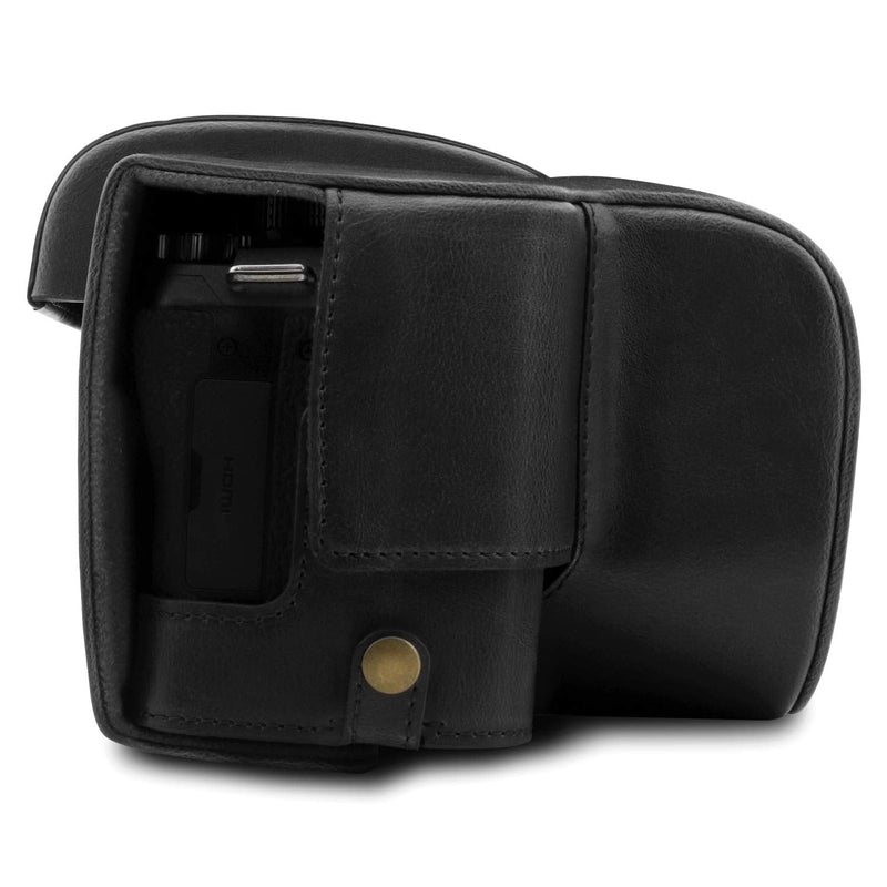 MegaGear Ever Ready Leather Camera Case Compatible with Leica V-Lux 5, Panasonic Lumix DC-FZ1000 II Black