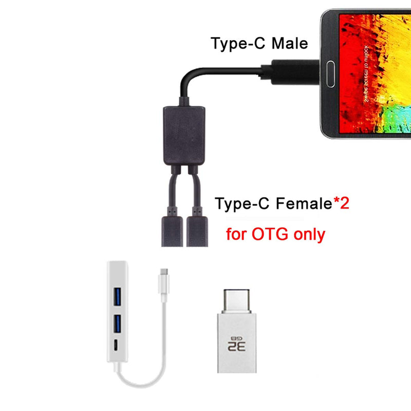 [AUSTRALIA] - CY Cable Type-C OTG to Dual Ports USB-C Female Hub Cable for Laptop PC Mouse Flash Disk 30cm 