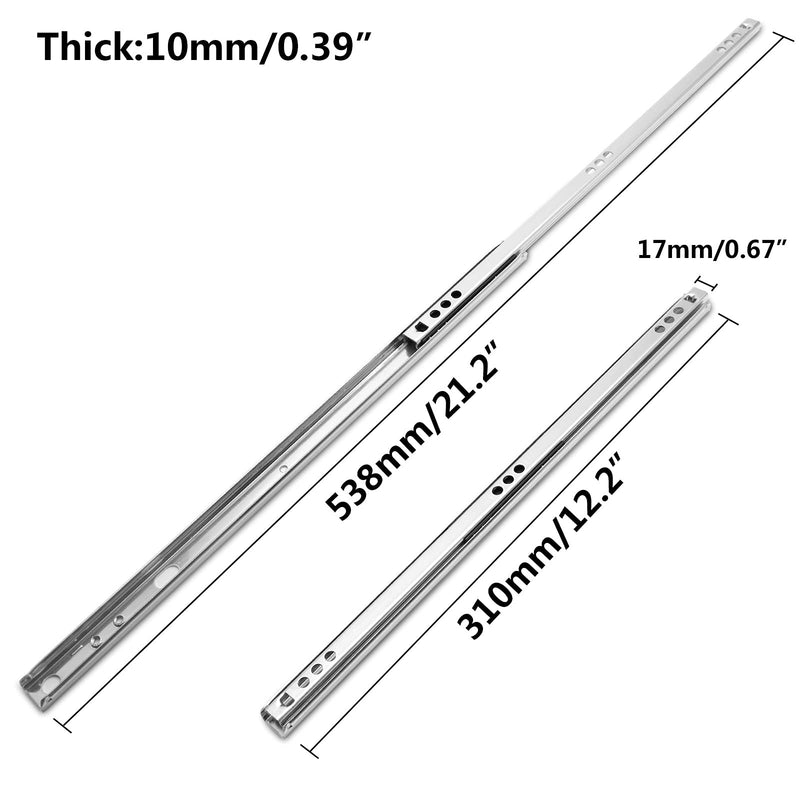 [AUSTRALIA] - Suiwotin 12 Inch Drawer Slides, Metal Drawer Slide Small Drawer Rails Ball Bearing Two Way Slide Track Rail Pack of 2 (0.7" Wide) 12" - 2PCS 2 Sections 