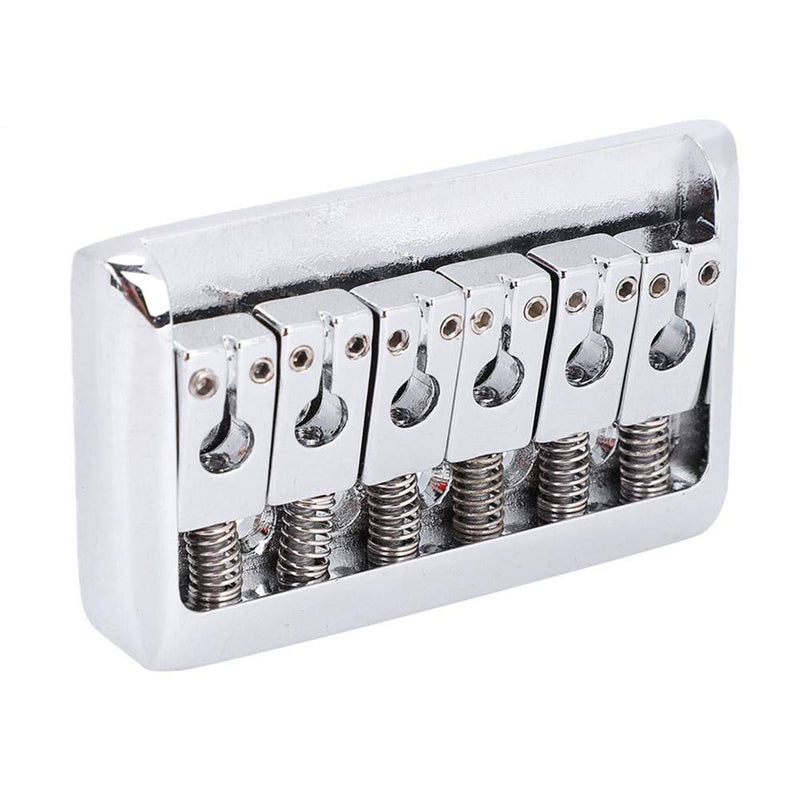 Guitar Bridge, Metal 6 Strings Fixed Hardtail Guitar Bridge Saddle with 4Pcs Screws for Electric Guitar(Silver) Silver