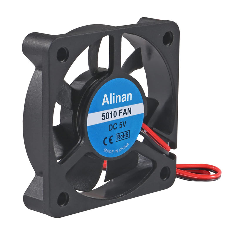 Alinan 6pcs 5010 5V Cooling Fan 50mm Silent Cooling DC 5V 0.08A Silent Quiet DC Brushless Cooling Fan 3D Printer Cooling Fan with 2Pin Wire Dual Ball Bearing Computer Fan 6