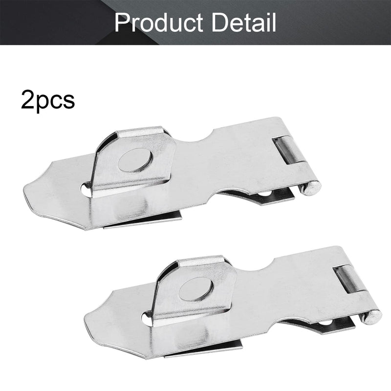 [AUSTRALIA] - MroMax Hasp Staple Padlock Latch,73.5mm Length,Stainless Steel Furniture Cupboard Door Stainless Steel Silver Tone 2Pcs 73.5mm 