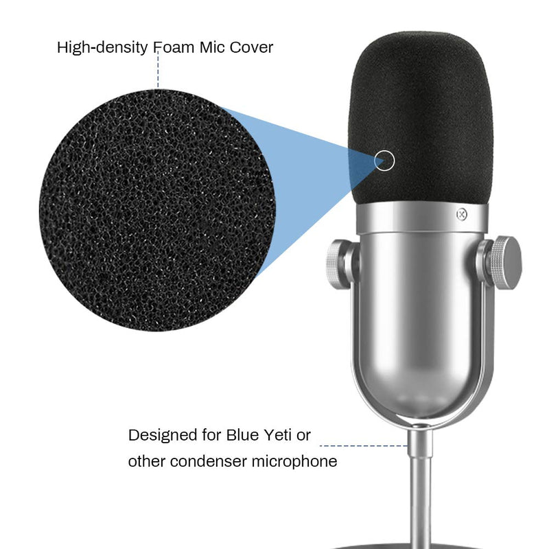 Yideng Microphone Pop Filter and Foam Mic Cover, Swivel Double Layer Sound Shield Guard 360° Gooseneck Mic Pop Filter Windscreen for Blue Yeti or Any Other Microphone, Black