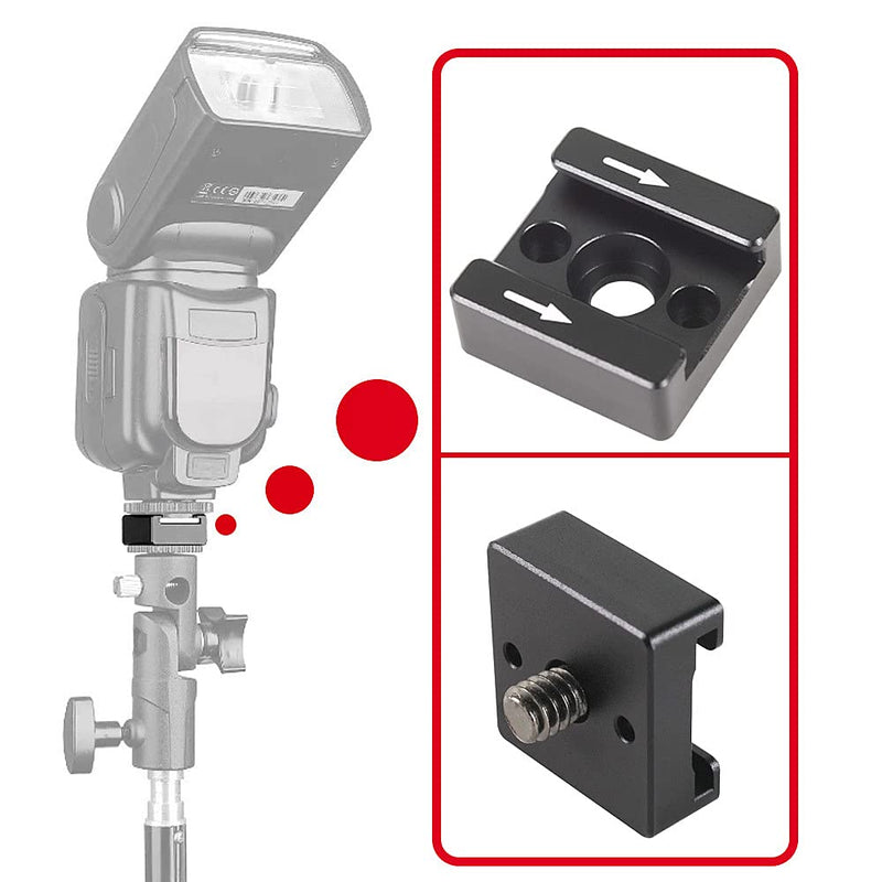 FocusFoto Cold Shoe Mount Adapter Bracket Base with 1/4"-20 Threaded Screw for Camera Cage Flash LED Video Light Field Monitor DSLR Rig