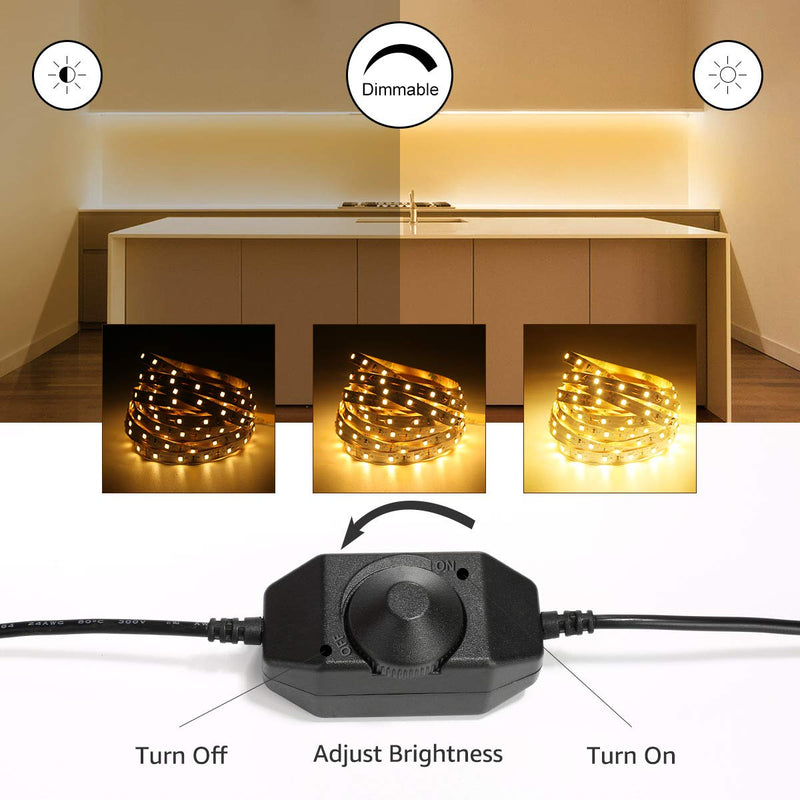 [AUSTRALIA] - LE LED Strip Light White, 16.4Ft Dimmable Vanity Lights, 3000K Super Bright LED Tape Lights, 300 LEDs SMD 2835, Strong 3M Adhesive, Suitable for Home, Kitchen, Under Cabinet, Bedroom, Warm White 