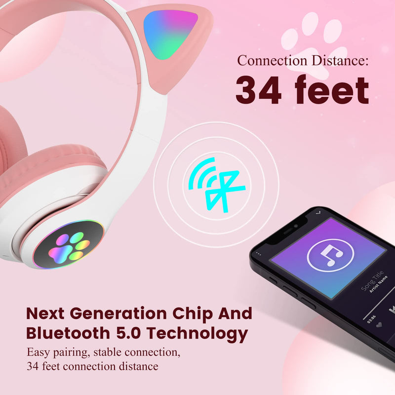 [AUSTRALIA] - DVUIYYL Kids Headphones for School, Wireless Headphones for Kids and Adults, Kids Bluetooth Headphones with Microphone, Cat Ear Headphones for Girls and Boys 