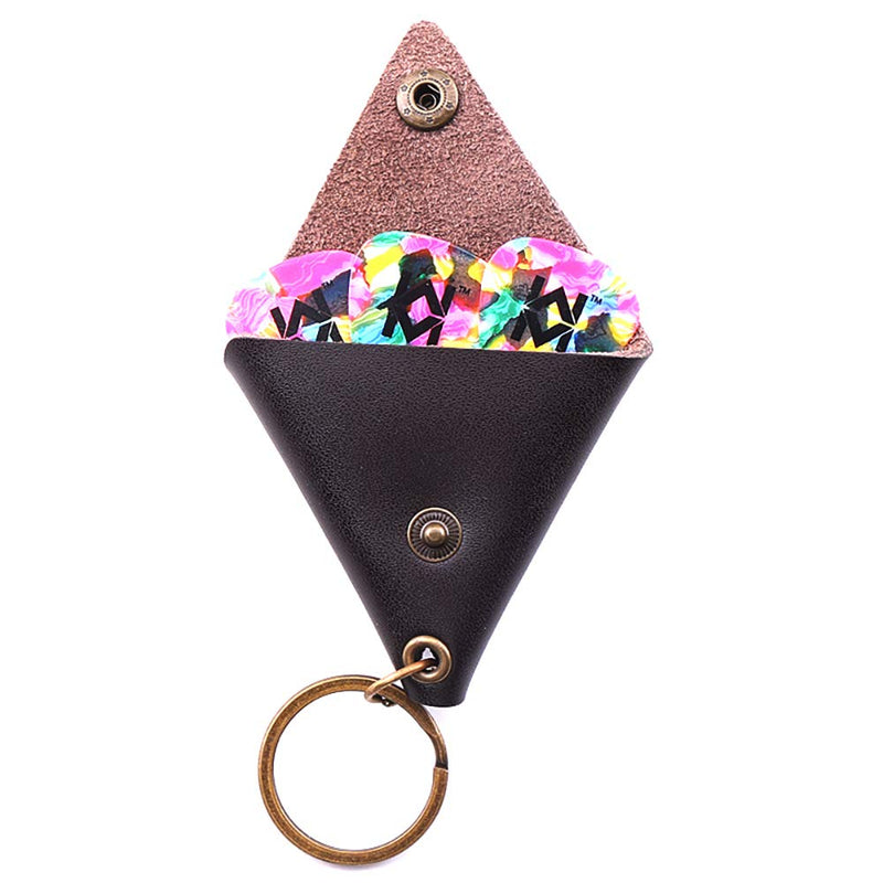 Leather Guitar Pick Holder Case | Pocket KeyChain (2 Pack) Unique Fashionable for Key or hang on guitar strap