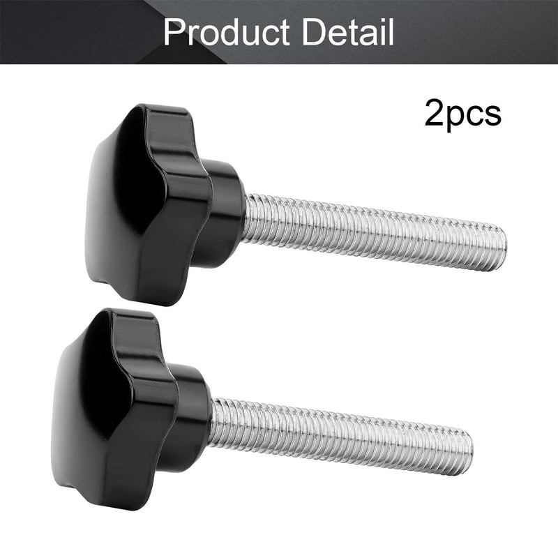 Othmro 2Pcs Black 10mm(M10) x 40mm Thread Replacement Star Hand Knob Tightening Screws 2 Pieces M10*40mm