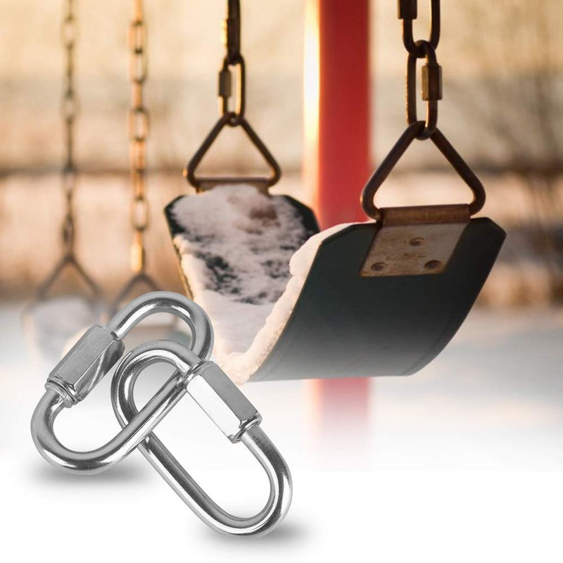 6 Pack Quick Link M5 5mm Stainless Steel Chain Connector by KINJOEK, Heavy Duty D Shape Locking Looks for Carabiner, Hammock, Camping and Outdoor Equipment (Max. Load 648 Lb) 6 Pack M5