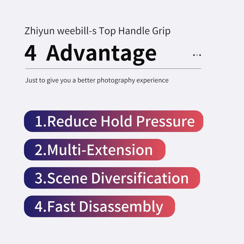 UURig Handle Grip for ZHIYUN Weebill-S w Cold Shoe Extension Monitor Mount, DH14 Top Hold Handle, Support 2 Mount Angle Weebill S Handheld Video Shooting Accessories