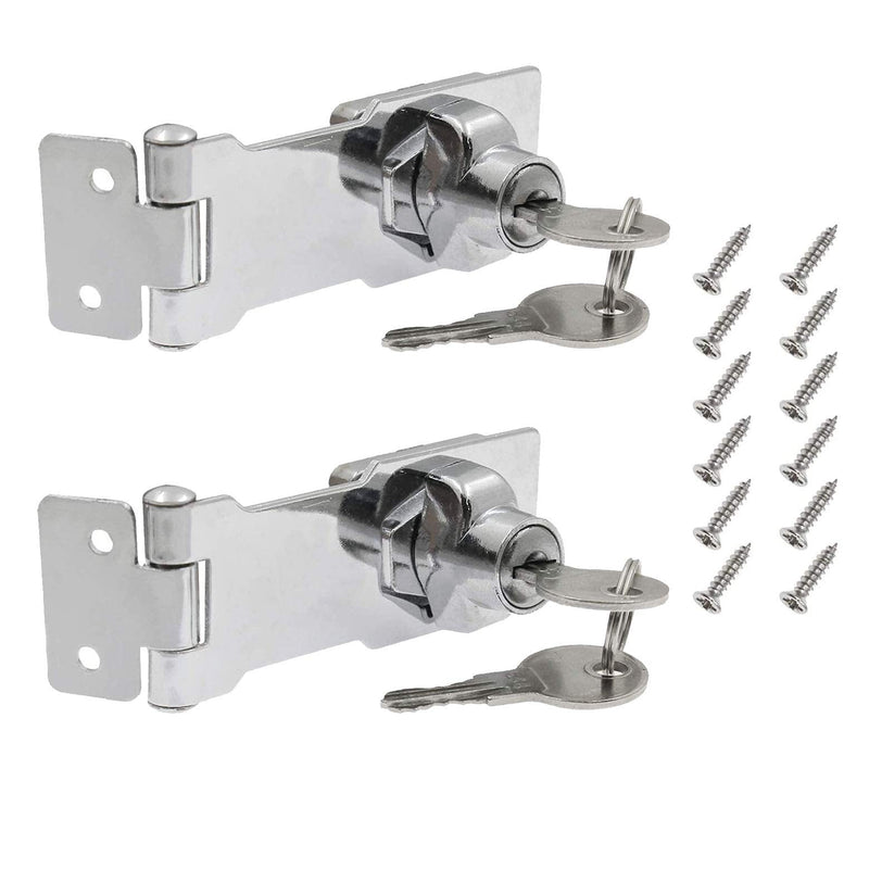 2Pcs Keyed Hasp Locks 3 Inch Twist Knob Keyed Locking Hasp, Metal Safety Hasp Latches Keyed Different for Small Doors, Cabinets (Sliver)