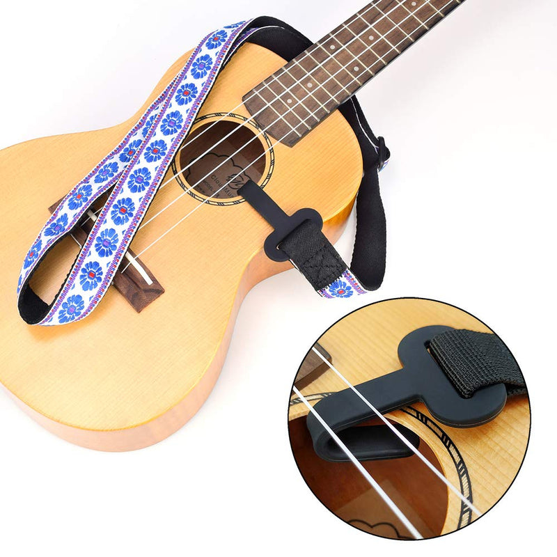 CLOUDMUSIC Ukulele Hook Strap Strap Button Free For Soprano Concert Tenor Baritone（Blue Pattern In White） Blue Pattern In White