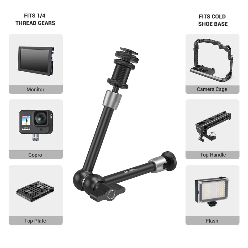 SMALLRIG Articulating Rosette Arm Max 11'' Long with Cold Shoe Mount & Standard 1/4"-20 Threaded Screw Adapter - 1498 11 inches