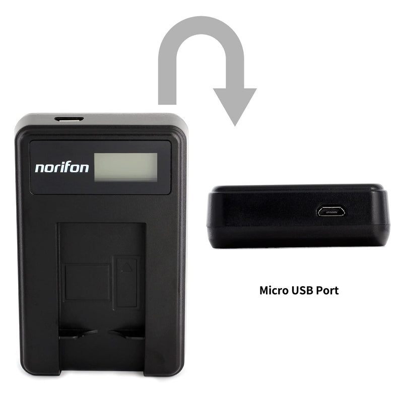 Norifon NP-FH50 LCD USB Charger Sony DCR-DVD108 DCR-DVD610 DCR-DVD105 DCR-HC21 DCR-HC52 HC38 DCR-SR45 DCR-SR47 DCR-SX85 DCR-SX45 DCR-SX44 HDR-SR11 HDR-SR12 HDR-XR160 Camera More, Black (NP-FH50-L)