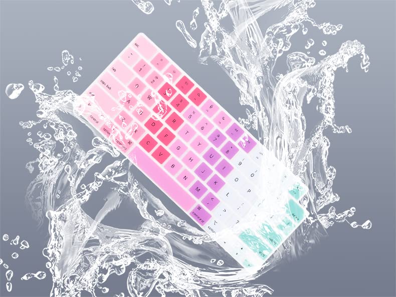 MMDW Silicone Keyboard Cover for MacBook 2023 15Air A2941/2023 Pro14 A2779/Pro16 A2780/2022 Air 13 M2 A2681/2021 Pro 14" 16" A2442 A2485 & MacBook Air/Pro Retina, 13-13.3" Notebook Rainbow
