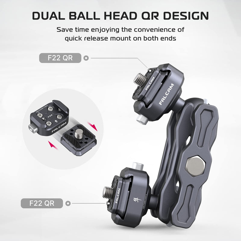 [AUSTRALIA] - FALCAM F22 Dual Quick Release Articulating Magic Arm Kit, Camera Mounting Adapter w/ Double Ballheads, Aluminum Camera Accessory Kit for Filmmaker&Photographer, Fits for Sony Canon DSLR Monitor Webcam F22 Dual QR Magic Arm 