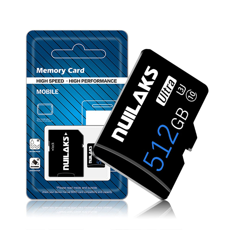 512GB Micro SD Card with Adapter SD Memory Cards for Camera Class 10 High Speed Memory Card for Phone Computer Game Console, Dash Cam, Camcorder, Surveillance, Drone