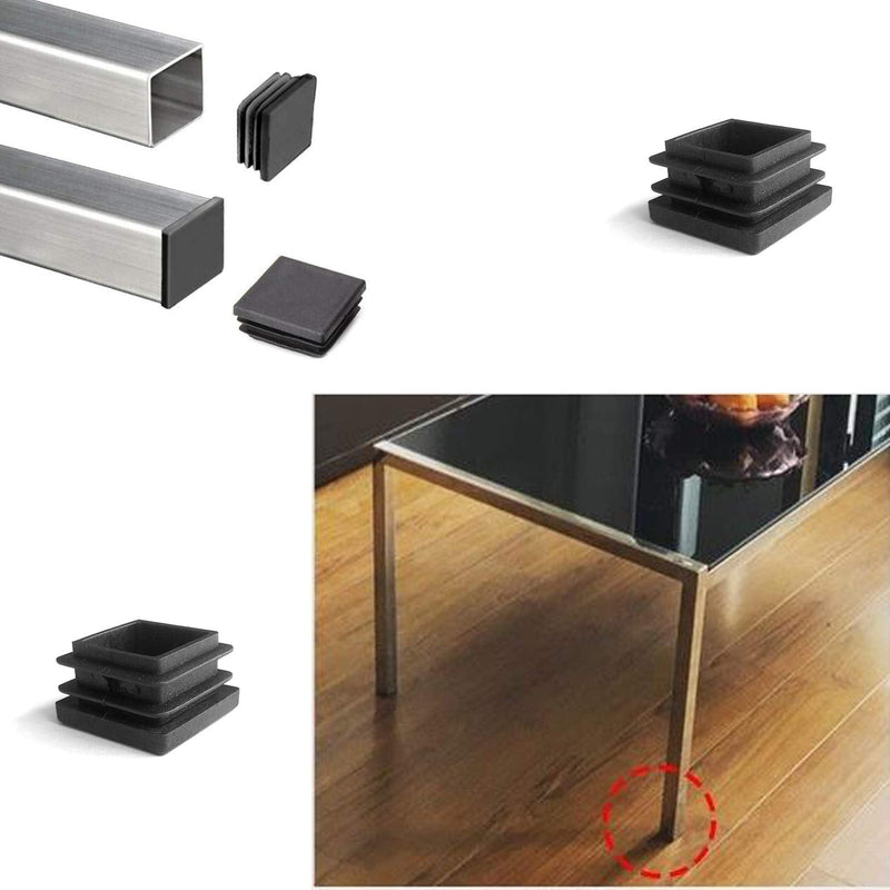 YouU 20 Pcs Square Plastic Plug Black Furniture Chair Leg Foot Cover Cap Tubing Inserts End Cap (30x30mm/1.18''x1.18''),Black