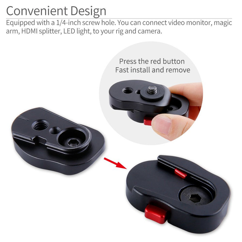 FEELWORLD Field Monitor Quick Release Plate for 3.5 5 7 inch DSLR Camera Monitor Magic Arm Video Light Monitor Cage With 1/4 Inch Screw Compare with FEELWORLD FW450 F570 F6 T7 FH7 T756 FW703 FW759 FW7