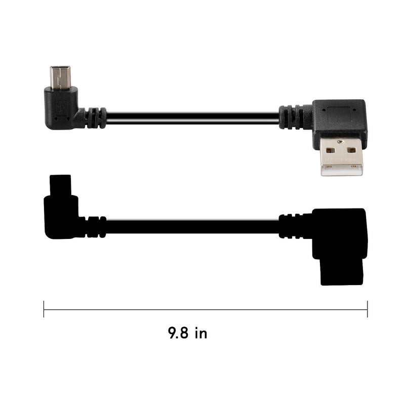 MXTECHNIC Mini USB Data Cable 10INCH 90 Degree USB Right Angle Nickel Plated Short USB 2.0 -A-Male-4Pin to Right Angle Mini-B-5Pin for syncing and charging smartphones,GPS,external hard drives (Black) 10in(ch) Mini