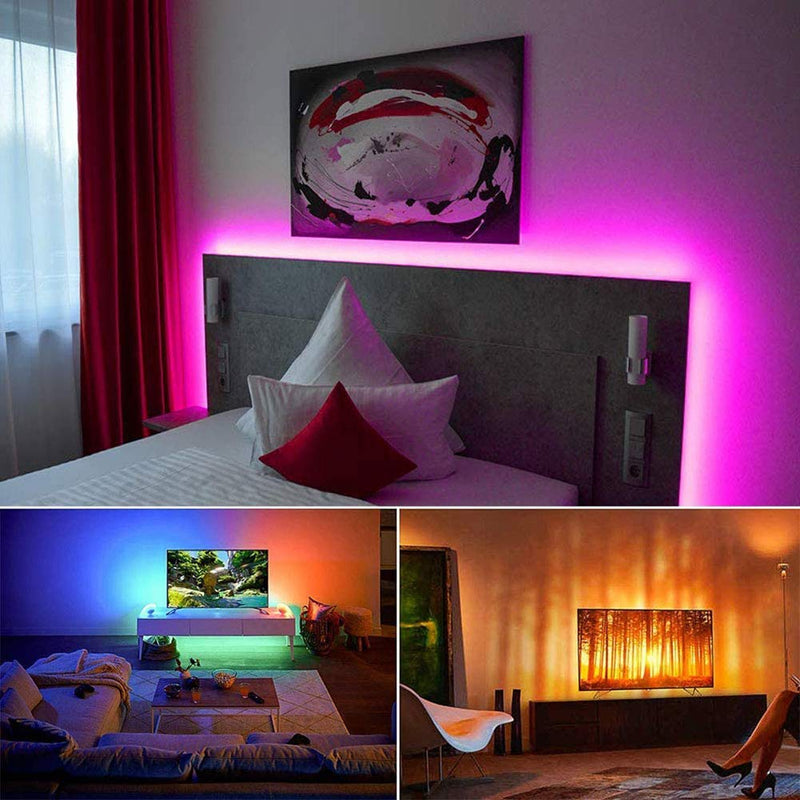 [AUSTRALIA] - LED Music Sync Strip Lights, 16.4FT USB Powered LED Light Strips with Cuttable Remote RGB 5050 Color Changing LED Strip TV Backlights for Home Decoration, TV, PC, Mirror (Only Remote no app, 16.4ft) Rgb (Red, Green, Blue) No APP Only With Remote-16.4FT 