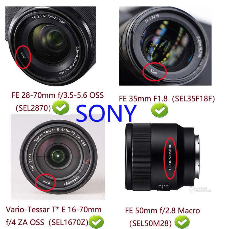 55mm-58mm Step Up Ring 55mm Lens to 58mm Filter (2 Pack), WH1916 Camera Lens Filter Adapter Ring Lens Converter Accessories