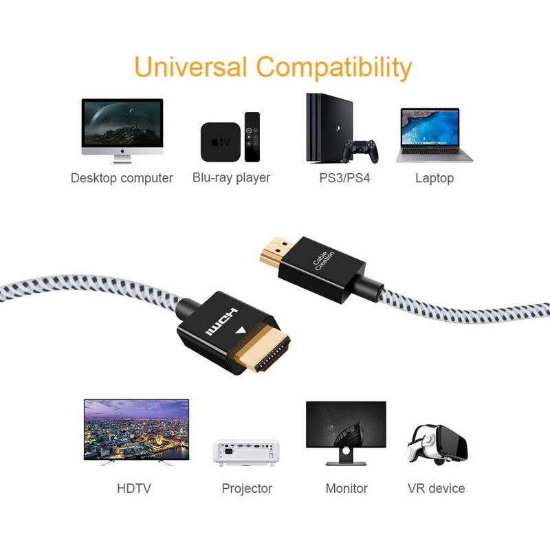 CableCreation HDMI 2.1 Cable,8K Ultra High Speed HDMI Cable 48Gbps with Braid,Support HDR,eARC,Dolby Vision,VRR, Nintendo Switch, Roku, Xbox one, Xbox Series X, PS5, PS4, 3.3Feet