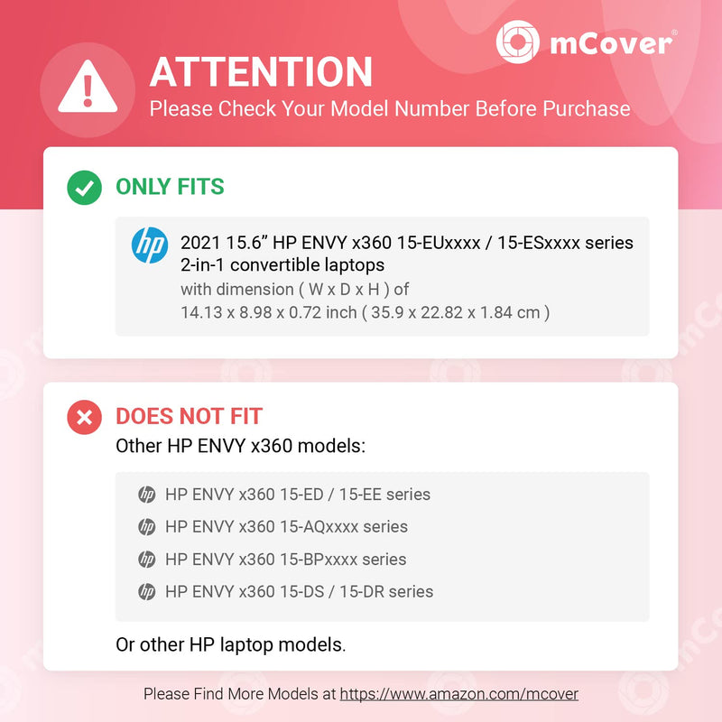 mCover Hard Case Only Compatible for 2021 15.6" HP Envy x360 15-ES / 15-EUxxxx Series Laptop ( NOT Fitting Envy x360 15-AQ/BP/DS/DR/EE/ED Series & Other Models ) ‚Äì HP-ENVY-x360-15-ES-EU Purple