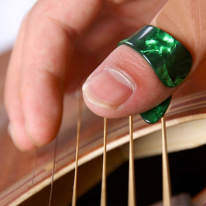 12 Pieces Thumb Picks Finger Picks, Medium, Flat Thumbpicks Celluloid Guitar Thumb Picks for Acoustic Guitar (Thumb Picks,6 Color)