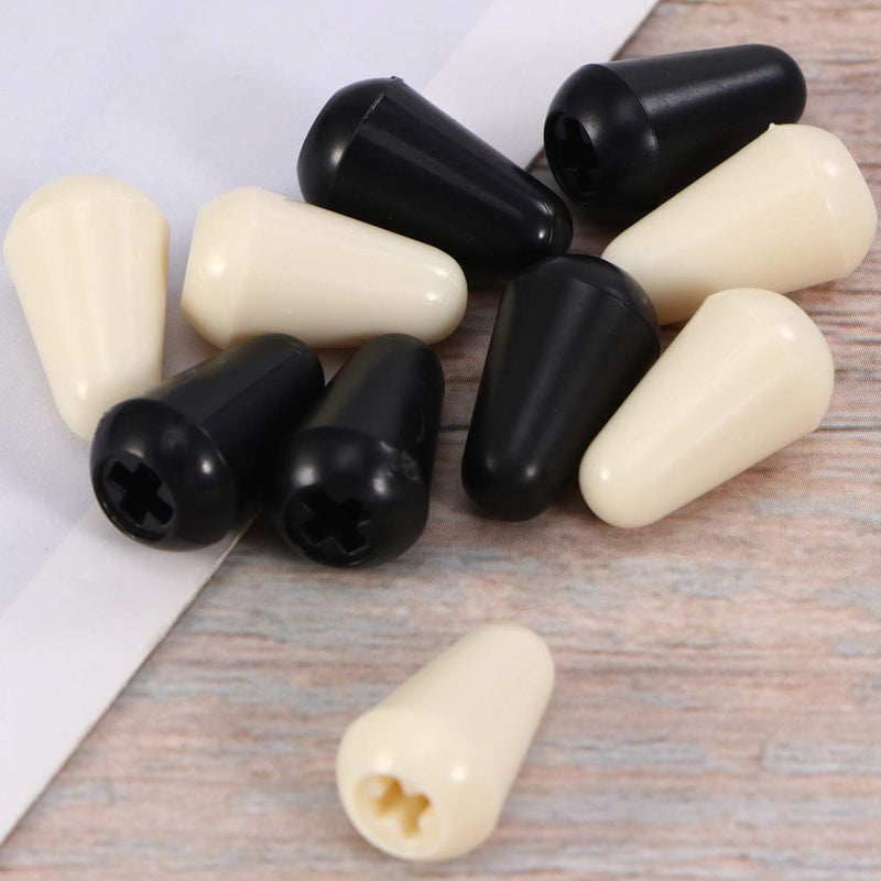 EXCEART 10Pcs Switch Tip Knob for Electric Guitar 5 Way Guitar Toggle Pickup Selector Switches (Black Beige) Black Beige