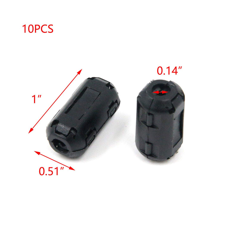 [AUSTRALIA] - T Tulead Ferrite Chokes Noise Suppressor Cable Clips Ferrite Bead 3mm Snap on Ferrite Clips Ring Core Pack of 10 0.14“ 