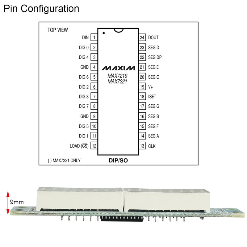 MakerFocus 4pcs 8-Digit 7 Segment Module MAX7219 8 Bit Digital Segment Tube LED Display Module Supports Cascade Eight Bit Serial 3 IO Ports for Arduino MCU/51/AVR/STM32 Blue