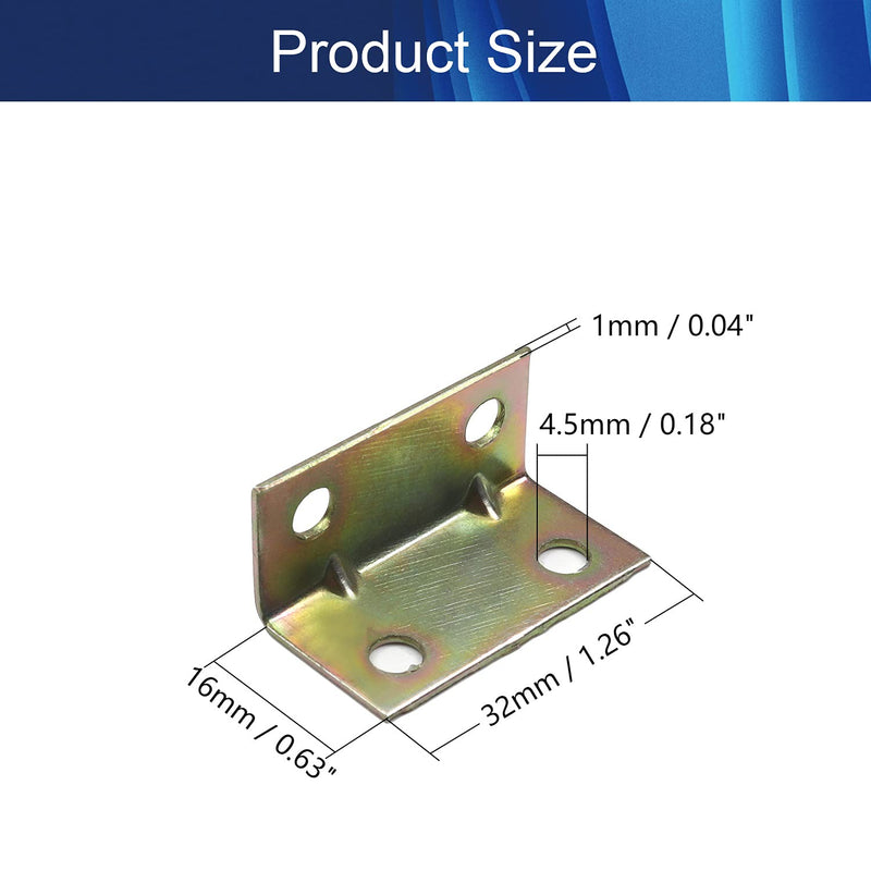 Aicosineg 10pcs 1.26" x 0.63" Metal Corner Brackets Corner Brace 90 Degree Internal Angle Brackets L Shape Brackets Joint Fastener with Screws for Wood Furniture Board Cabinet Window Table